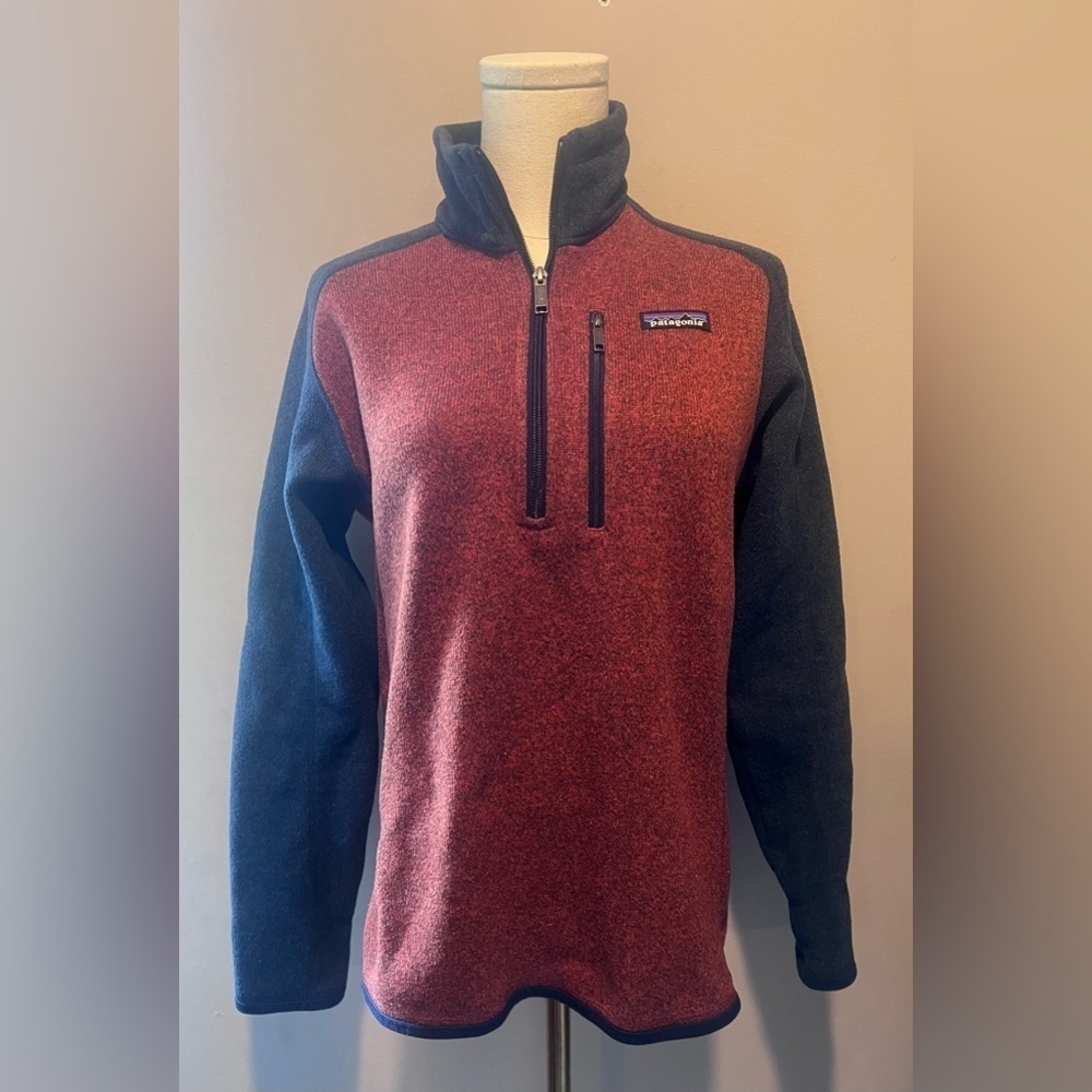 Patagonia Red and Navy Zip Up Sweater XS Good Condition